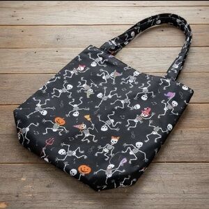 Black Skeleton Print Tote Bag
